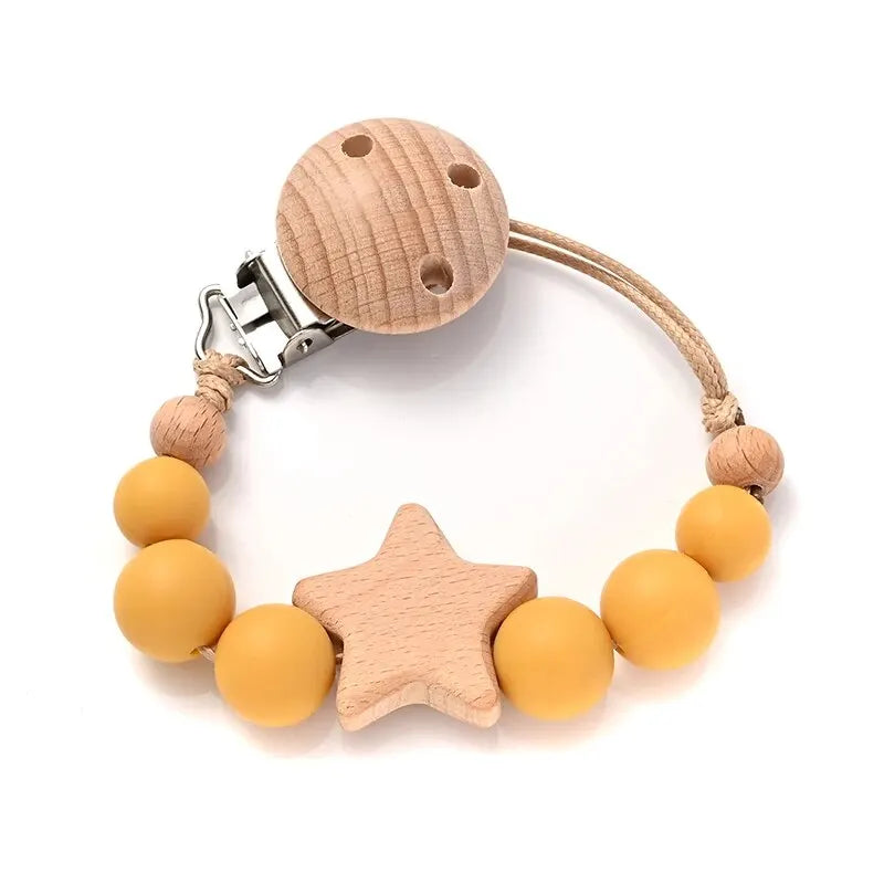 Speenketting ‘Color Pop’ – Hout & Siliconen Met Sterdetail