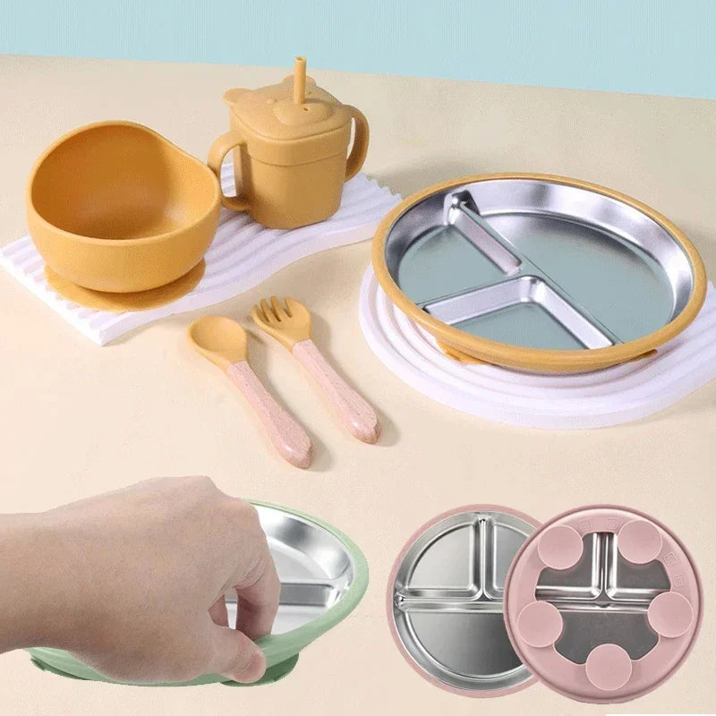 🍽️ Silavo® Premium Siliconen Baby Eetset met RVS Bestek