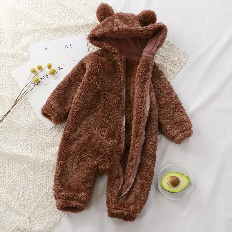 Warme Beren Onesie – Pluche Baby- &  Peuteroverall met Oortjes
