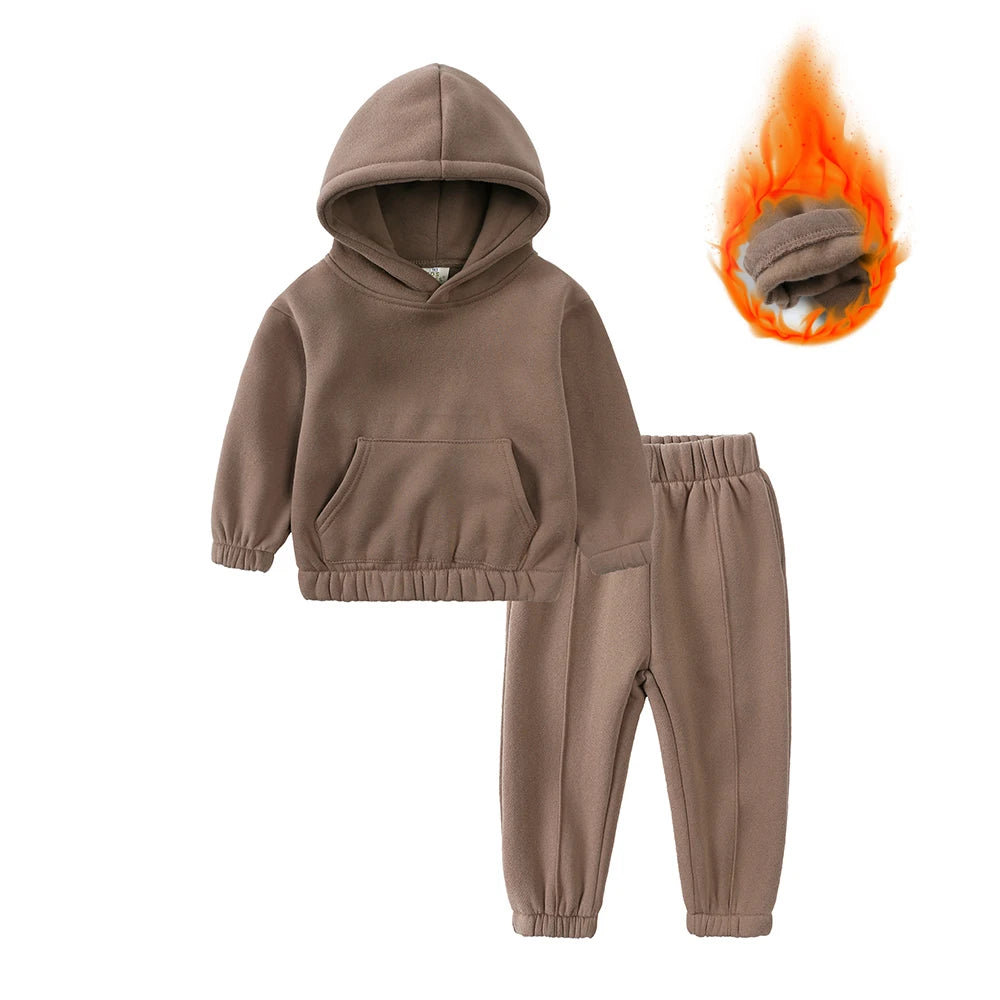 2-delig Warm Fleece Trainingspak – Hoodie & Broek Set voor Peuters (