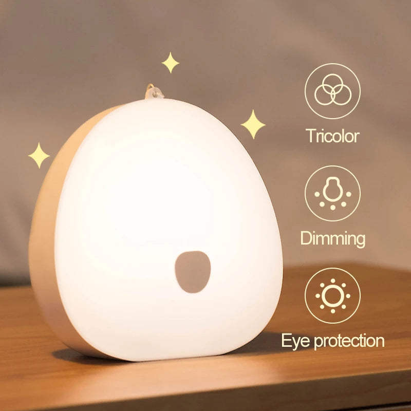 Qaca Warm Wit Zacht Led Nachtlampje Voor Verpleegkunde Leren Slaapkamer Decoratie Touch Sensor Draagbare Lamp Baby Kids Cadeau