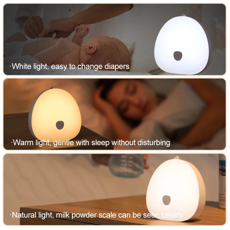 Qaca Warm Wit Zacht Led Nachtlampje Voor Verpleegkunde Leren Slaapkamer Decoratie Touch Sensor Draagbare Lamp Baby Kids Cadeau