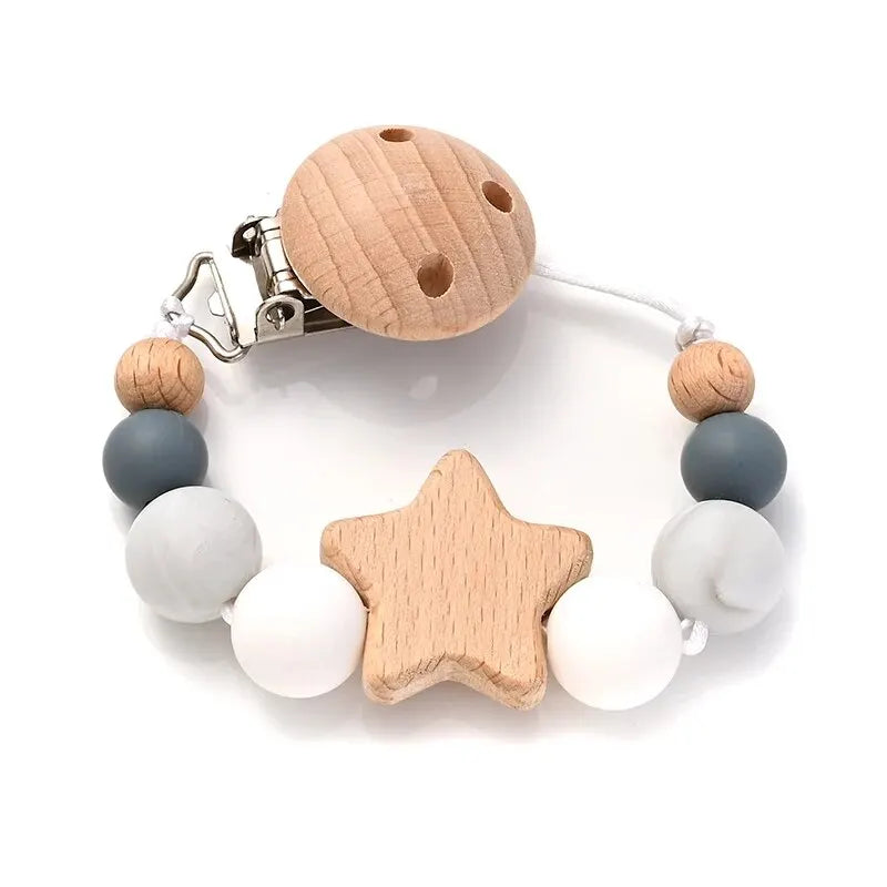 Speenketting ‘Color Pop’ – Hout &amp;amp; Siliconen Met Sterdetail