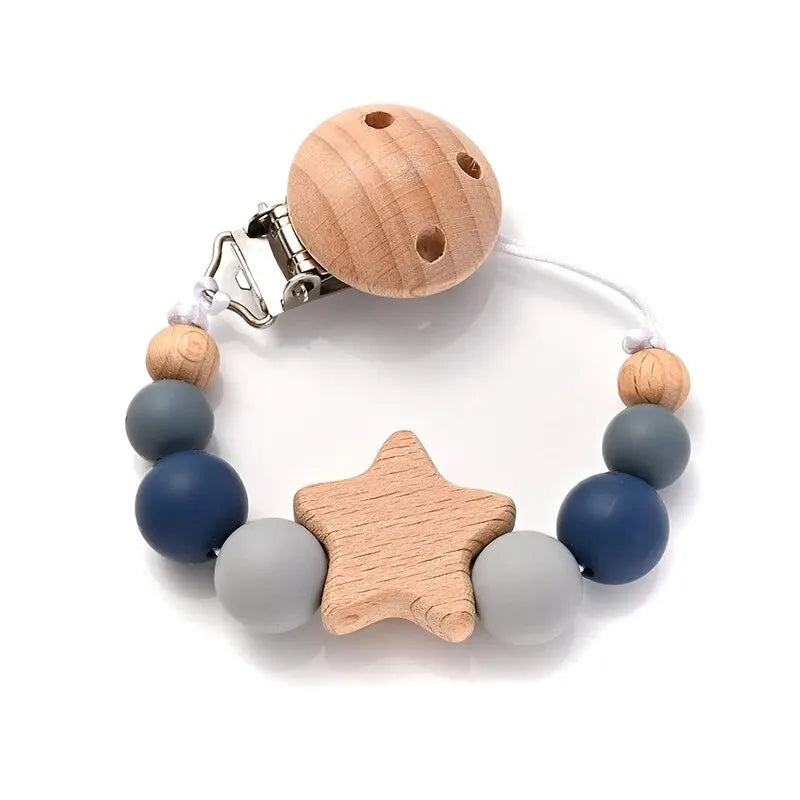 Speenketting ‘Color Pop’ – Hout &amp;amp; Siliconen Met Sterdetail