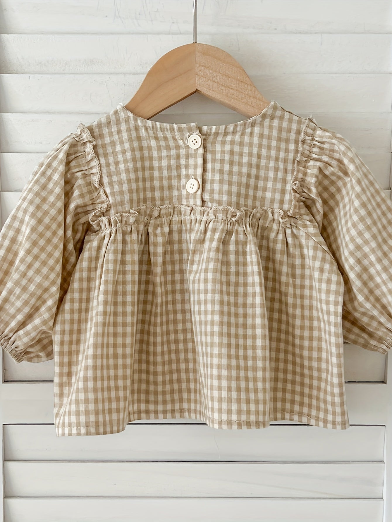 Vintage Babyset – Blouse &amp; Short in Khaki Ruit