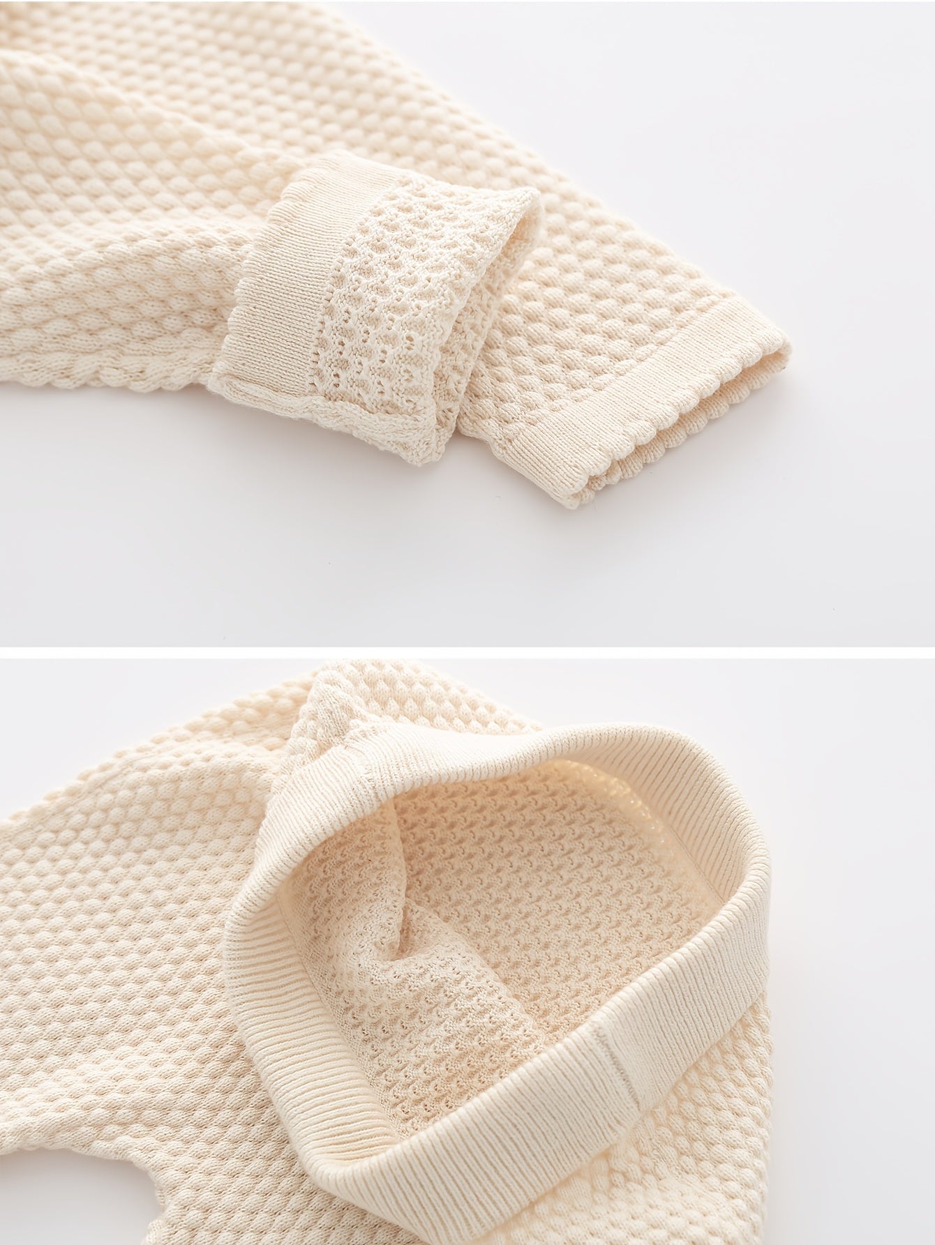 Effen Kleur Katoenen Pasgeboren Gebreide Trui Set met Broek, Tweedelig - Perfect voor Buiten